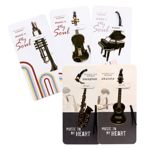 Aimgifts Instrument Style Gold plated Bookmark - Trumpet/Saxophone/Violin/Piano/Ukulele