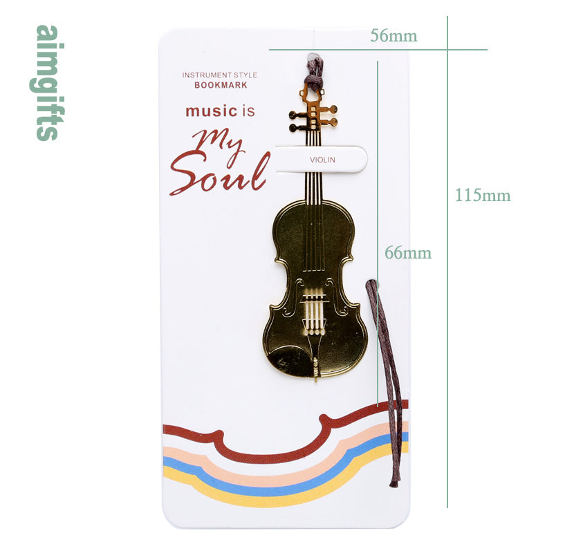 Aimgifts Instrument Style Gold plated Bookmark - Trumpet/Saxophone/Violin/Piano/Ukulele