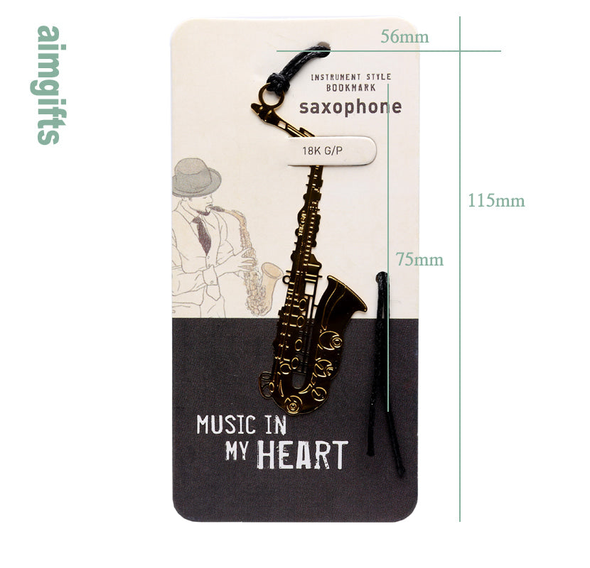 Aimgifts Instrument Style Gold plated Bookmark - Trumpet/Saxophone/Violin/Piano/Ukulele