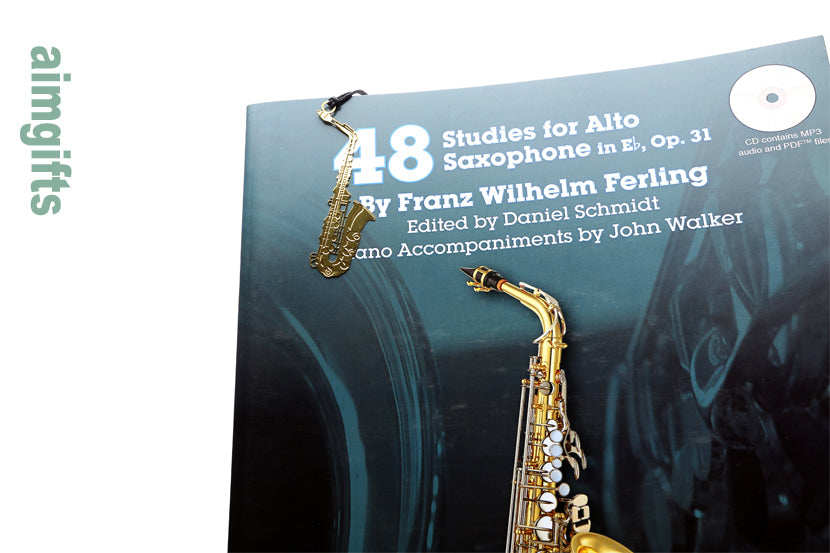 Aimgifts Instrument Style Gold plated Bookmark - Trumpet/Saxophone/Violin/Piano/Ukulele