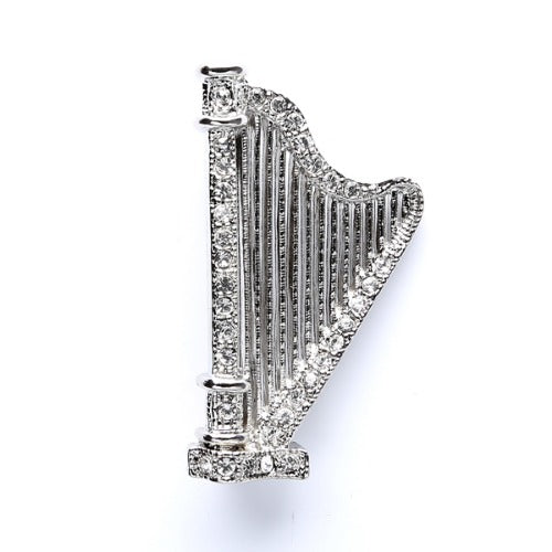 Aimgifts RB336 Harp Rhinestone Brooch (Silver) RB336