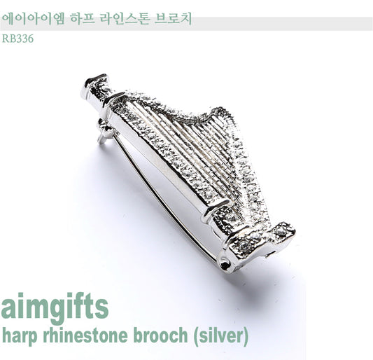 Aimgifts RB336 Harp Rhinestone Brooch (Silver) RB336