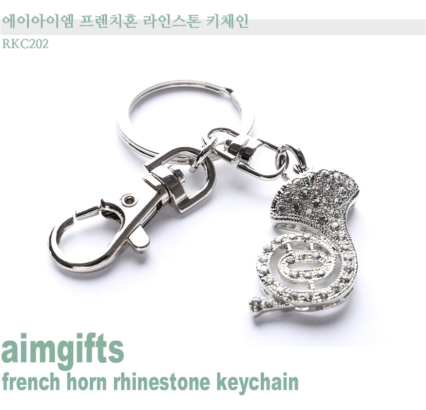 Aimgifts RKC202 French Horn Rhinestone Keychain RKC202
