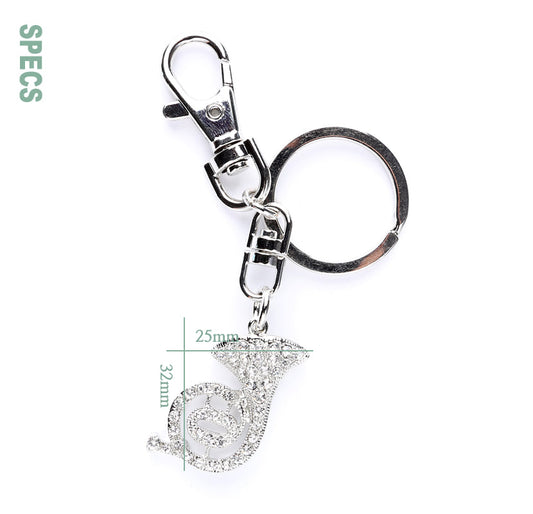 Aimgifts RKC202 French Horn Rhinestone Keychain RKC202