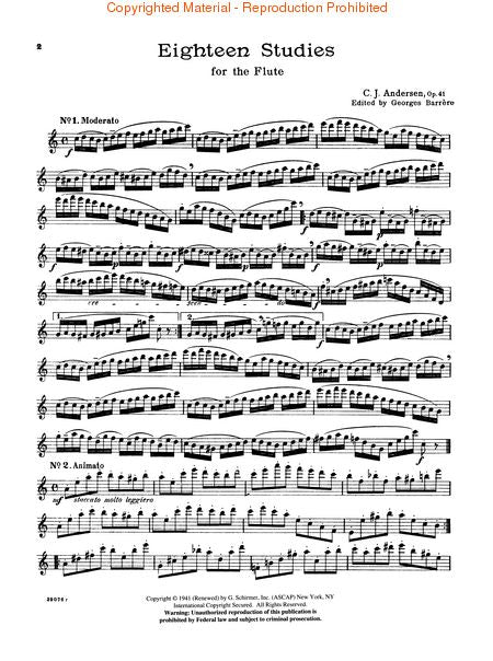 Andersen Eighteen Studies for the Flute 50260300