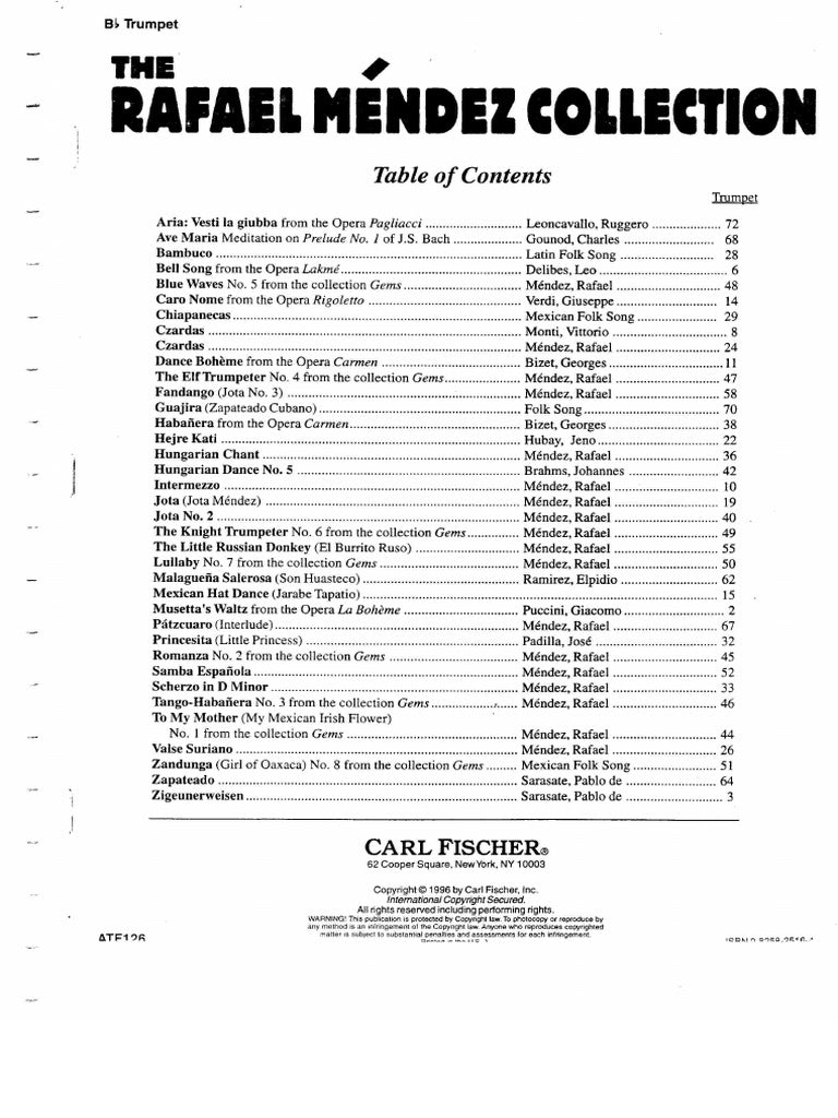 The Rafael Mendez Collection for B-Flat Trumpet and Piano