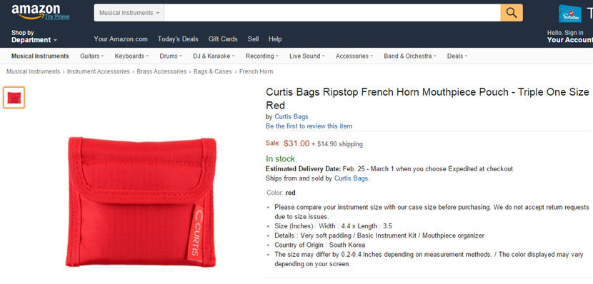 Curtis French Horn Mouthpiece Triple Pouch HMP1T