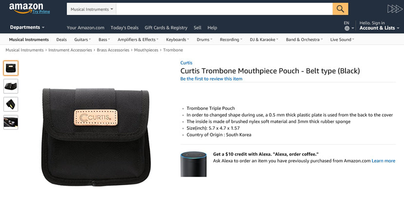 Curtis PMP2T Trombone Mouthpiece Triple Pouch PMP2T