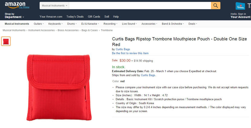 Curtis Trombone Mouthpiece Double Pouch PMP1D