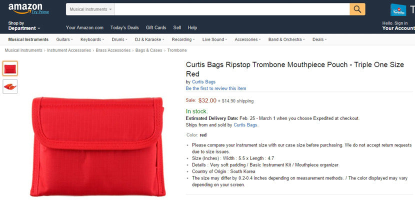Curtis Trombone Mouthpiece Triple Pouch PMP1T PMP1T