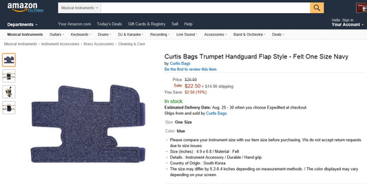 Curtis Trumpet Hand Guard TG2 - felt TG2