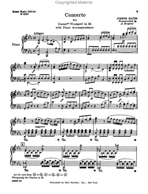 Haydn Concerto for Trumpet (Transcribed for B-Flat Trumpet (Cornet))