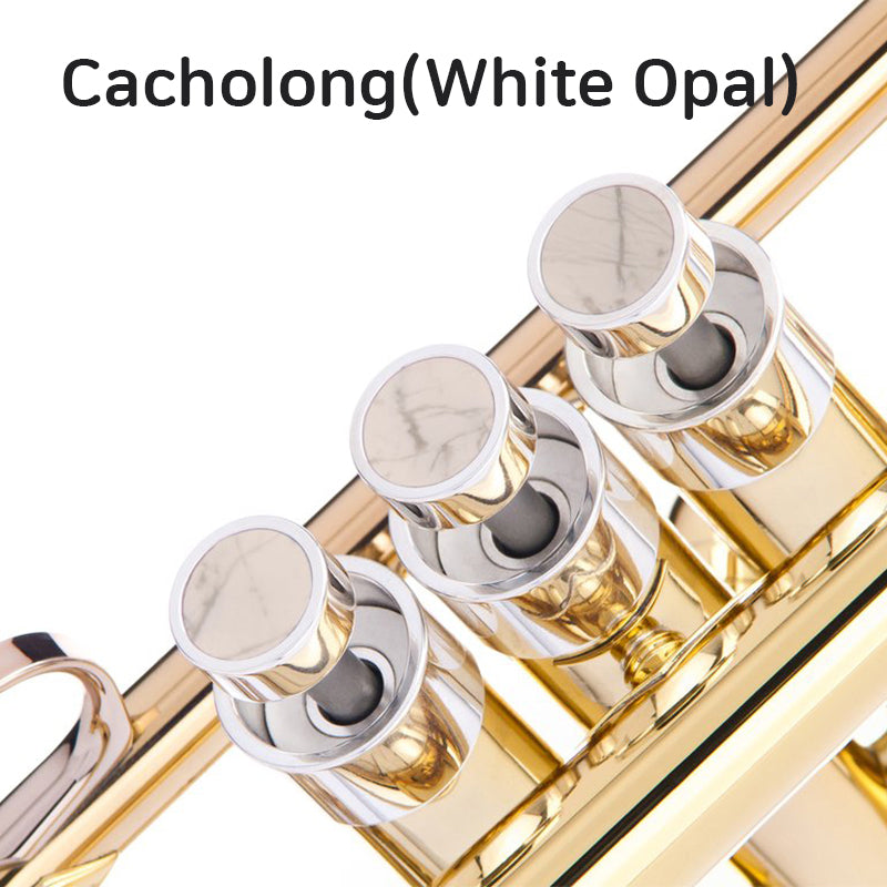KGU Brass Trumpet Curtom Finger Burtton with Stone Inlays