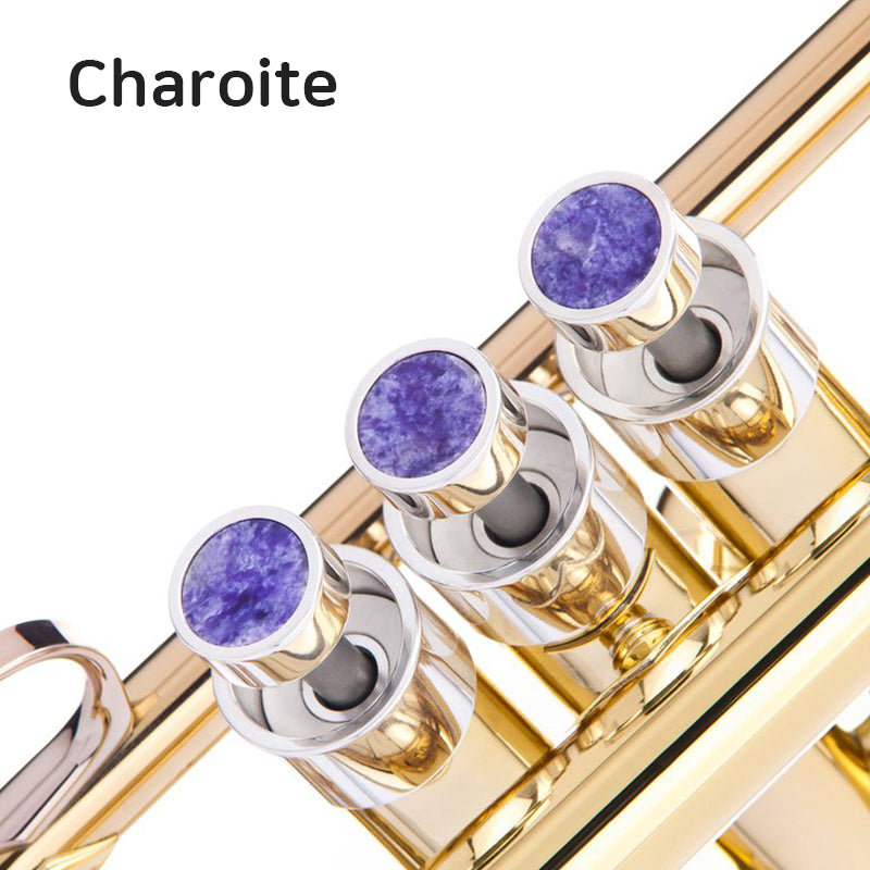 KGU Brass Trumpet Curtom Finger Burtton with Stone Inlays