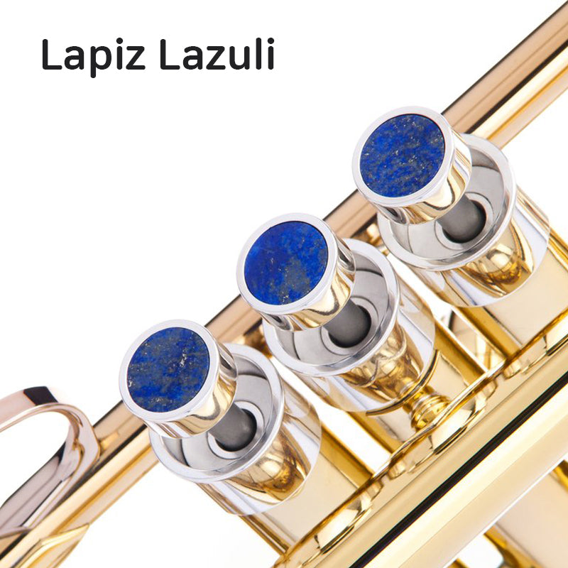 KGU Brass Trumpet Curtom Finger Burtton with Stone Inlays