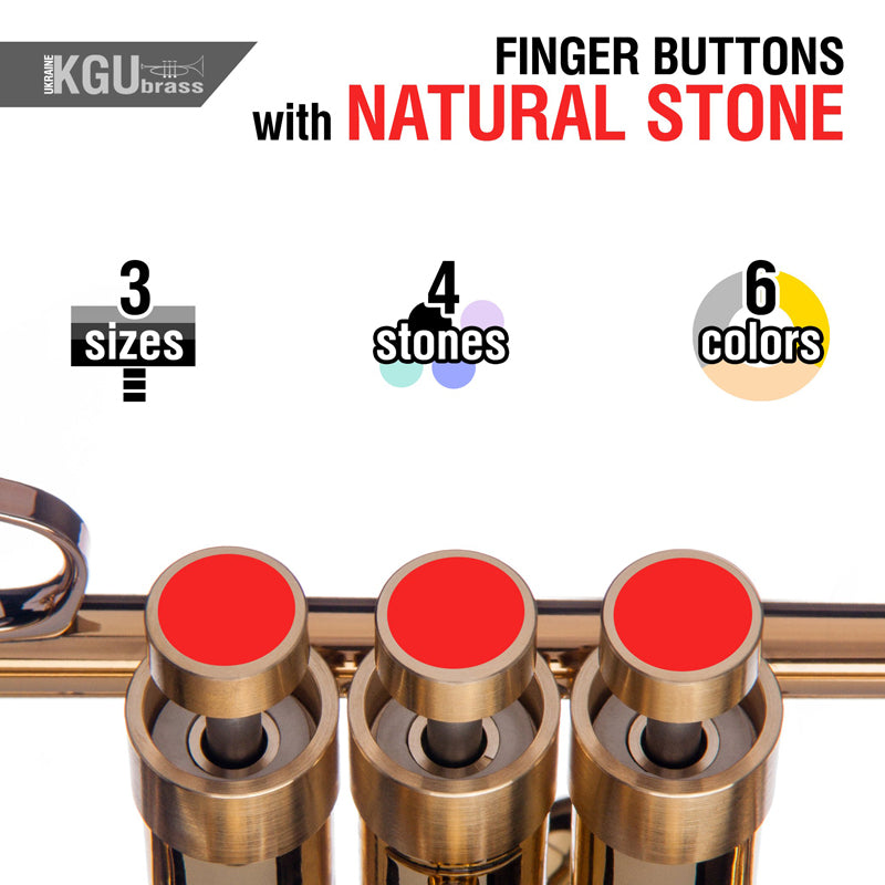 KGU Brass Trumpet Curtom Finger Burtton with Stone Inlays