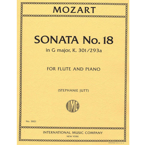 Mozart Sonata No. 18 in G major, K. 301/293a (Jutt, Stephanie) for Flute and Piano IMC3821