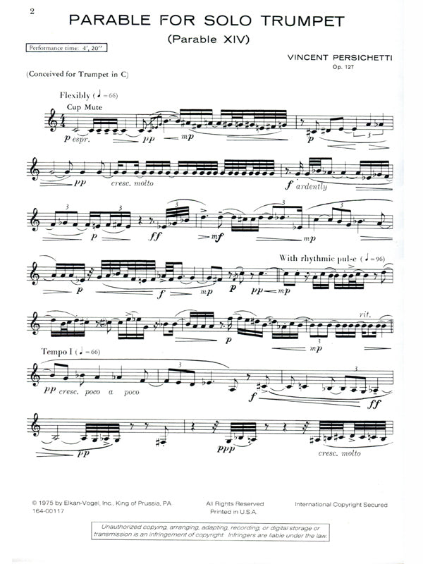 Persichetti Parable for Solo Trumpet (Parable XIV)