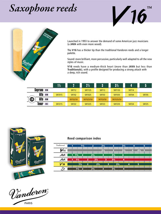 Vandoren V16 Alto Saxophone Reeds - sell by the piece SR703