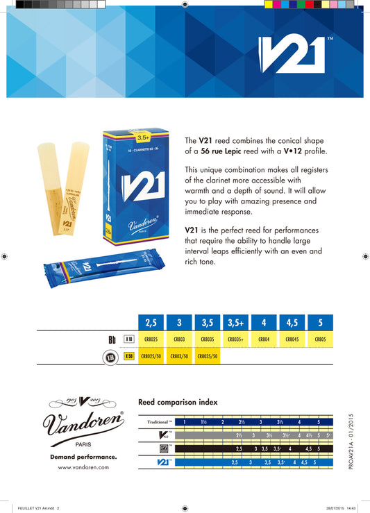 Vandoren V21 Bb Clarinet Reeds