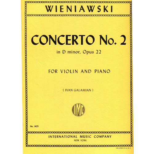 Wieniawski Concerto No. 2 in D minor, Opus 22 for Violin and Piano (Galamian) IMC1425