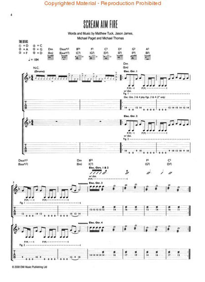 Bullet for My Valentine – Scream Aim Fire Guitar Recorded Versions TAB [690957]