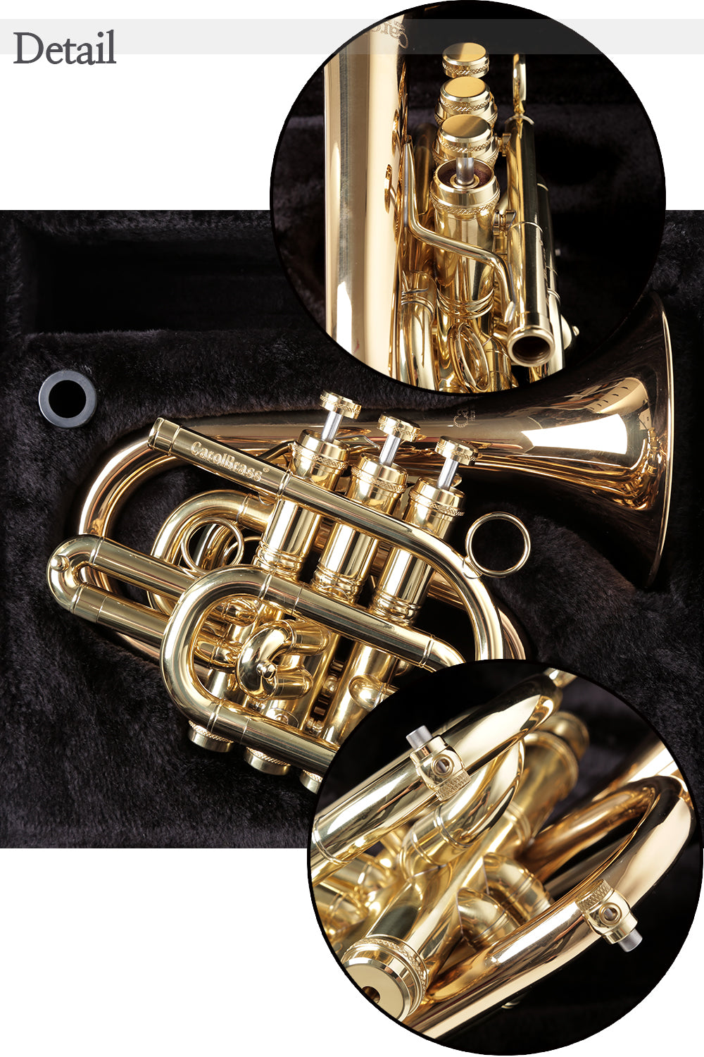 Carol Brass Bb Pocket Trumpet - Dizzy version  [CPT-7000-GLS(Dizzy)-Bb-L]