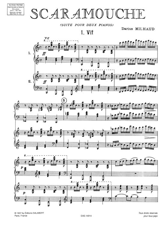 Darius Milhaud Scaramouche for 2 Pianos, 4 hands [00127000]