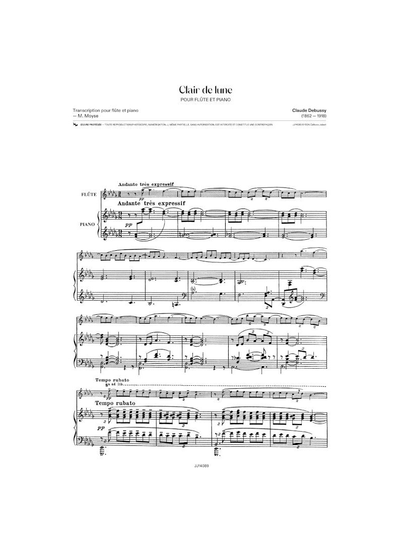 Debussy Clair de lune for Flute and piano [JJ14089]