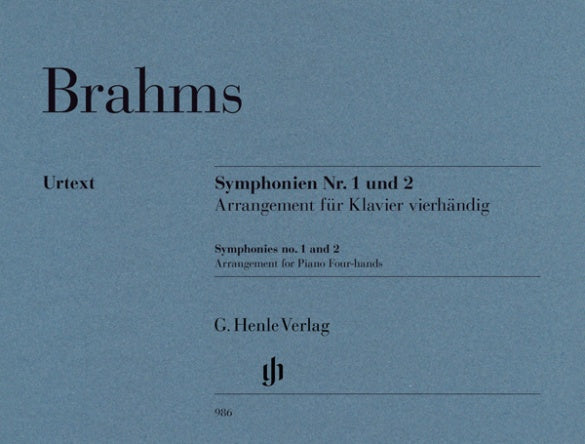 JOHANNES BRAHMS Symphonies no. 1 and 2, Arrangement for Piano Four-hands [HN986]