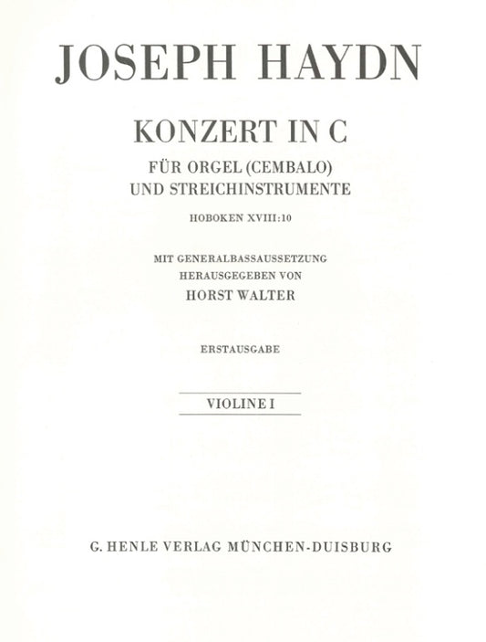 JOSEPH HAYDN Organ Concerto C major Hob. XVIII:10 (First Edition) [HN312]