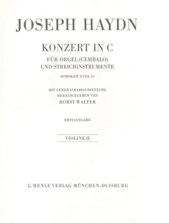 JOSEPH HAYDN Organ Concerto C major Hob. XVIII 10 (First Edition) [HN313]