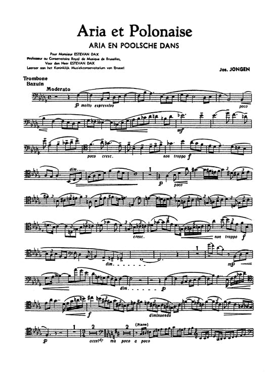 Joseph Jongen Aria and Polonaise, Op. 128 for Trombone and Piano [K09808]