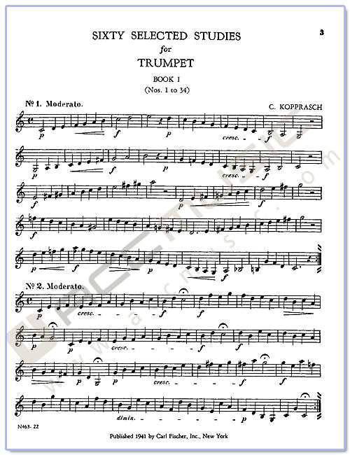 Kopprasch - Sixty Selected Studies for Trumpet, Book I [O3053]