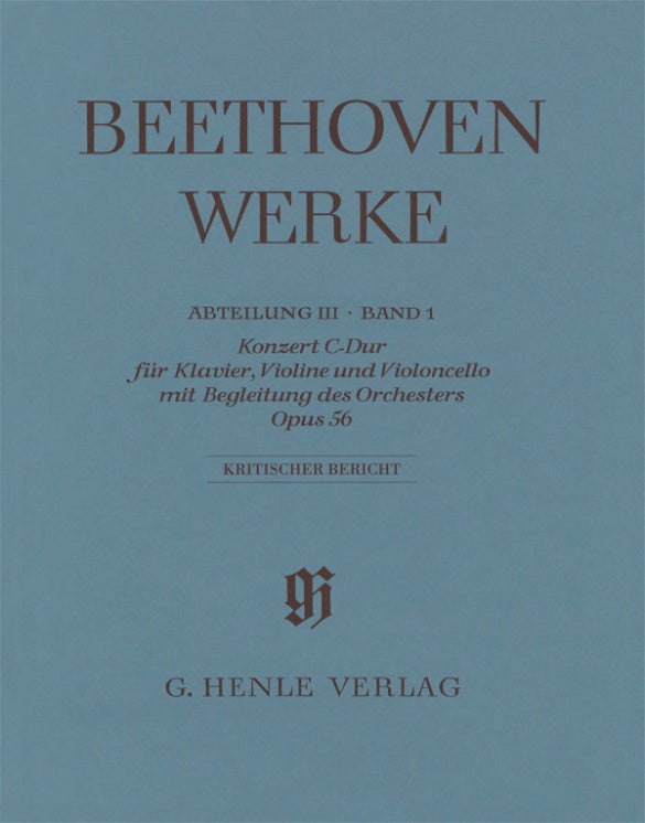 LUDWIG VAN BEETHOVEN Concerto C major op. 56 for Piano, Violin, Violoncello and Orchestra (Triple Concerto) [HN4073]