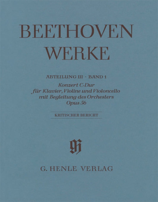 LUDWIG VAN BEETHOVEN Concerto C major op. 56 for Piano, Violin, Violoncello and Orchestra (Triple Concerto) [HN4073]