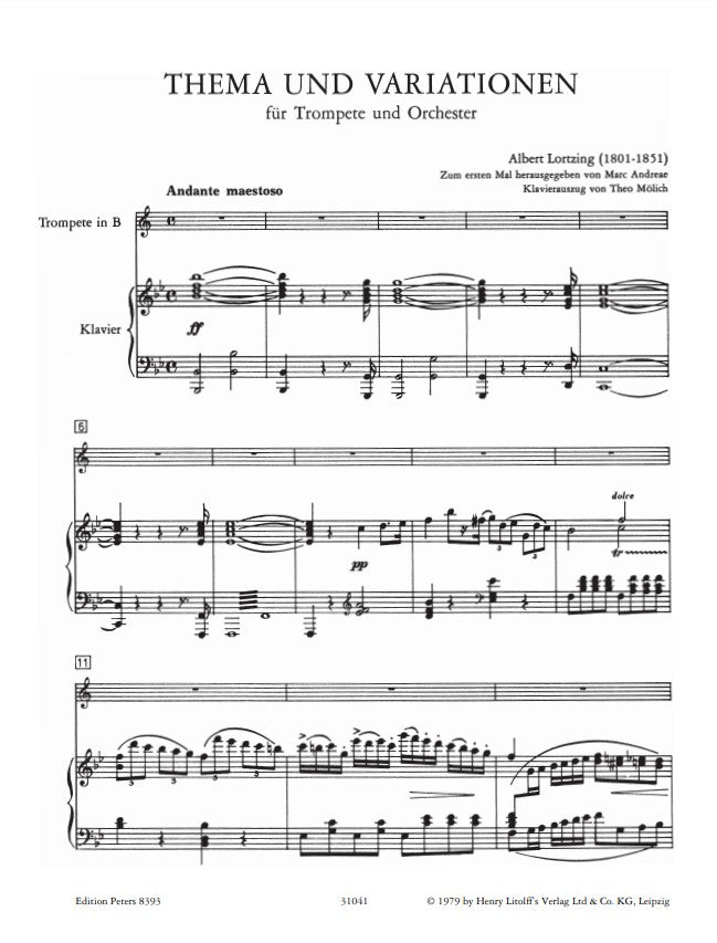 Lortzing Theme and Variations for Trumpet and Piano [EP8393]