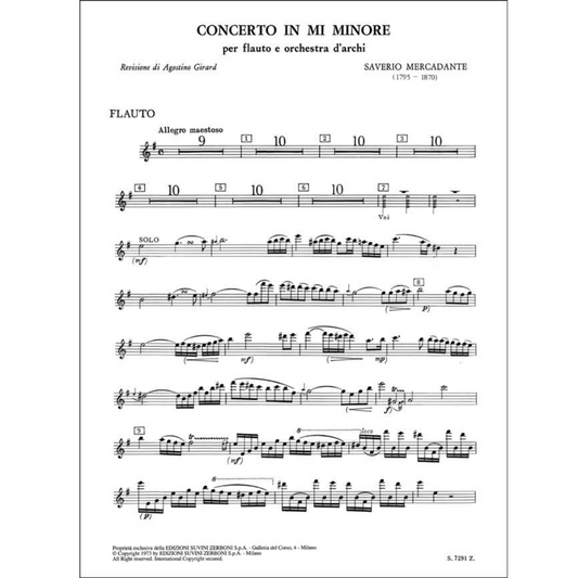 Mercadante Flute Concerto in E Minor for Flute and Piano [729100]