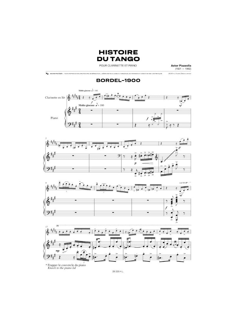 Piazzolla Histoire du tango for Clarinet and Piano [HL28225]