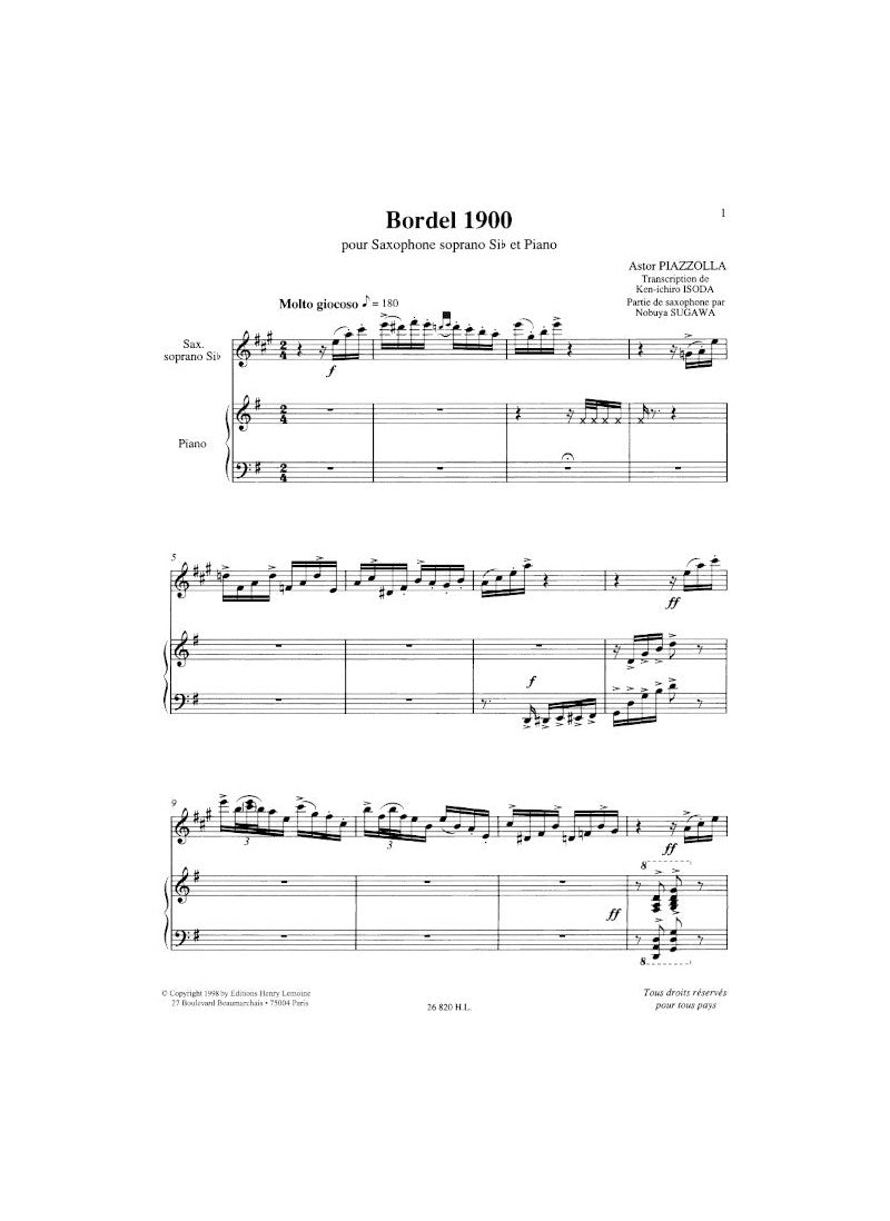 Piazzolla Histoire du tango for Saxophone Bb and piano [HL26820]