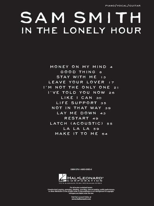 Sam Smith In The Lonely Hour for Piano/Vocal/Guitar [137754]