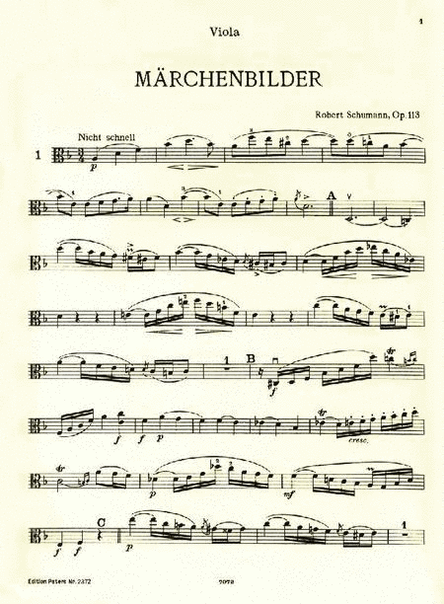 Schumann Fairy-Tale Pictures Op. 113 for Viola and Piano [EP2372]