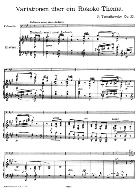 Tchaikovsky Rococo Variations Op.33 for Cello and Piano [EP3776]