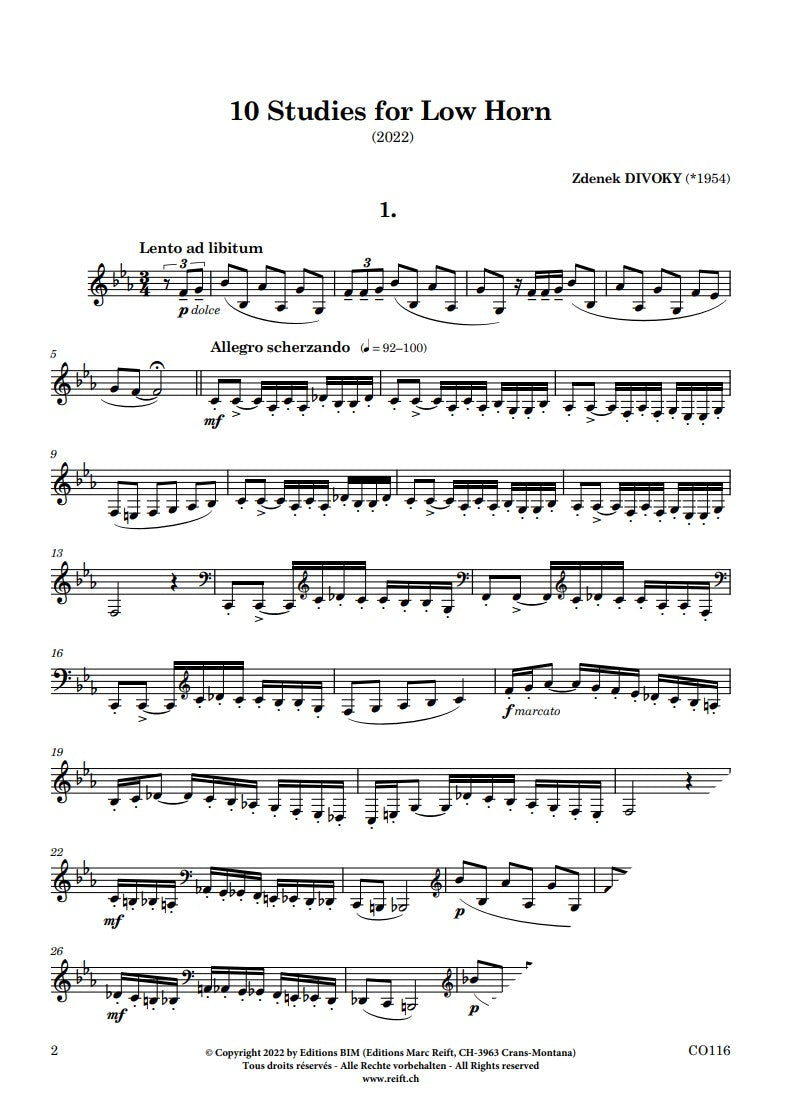 Zdenek Divoky 10 Studies for Low Horn [CO116]