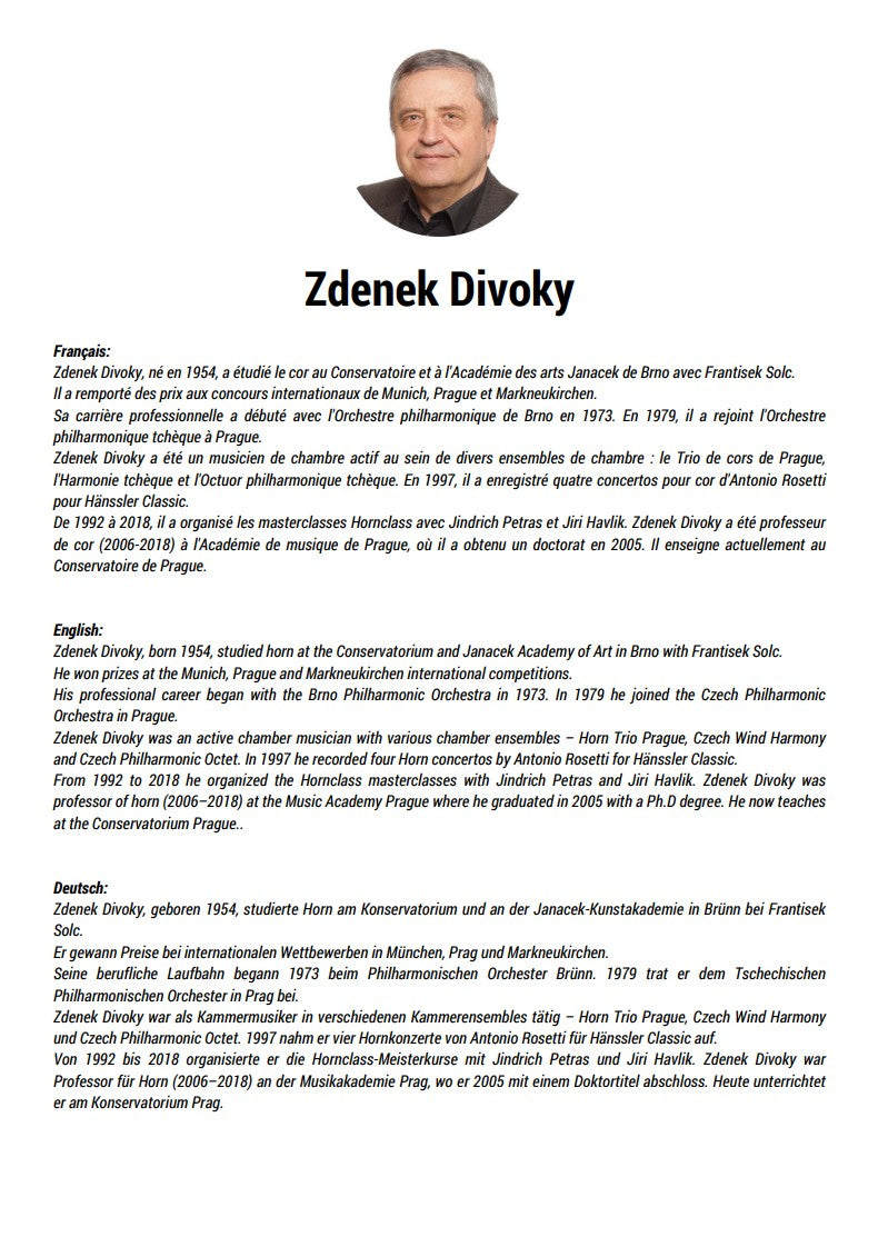 Zdenek Divoky 10 Studies for Low Horn [CO116]