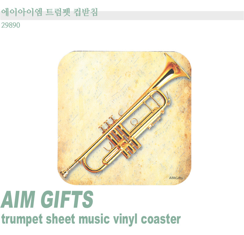 AIM Trumpet Sheet Music Vinyl Coaster 29890