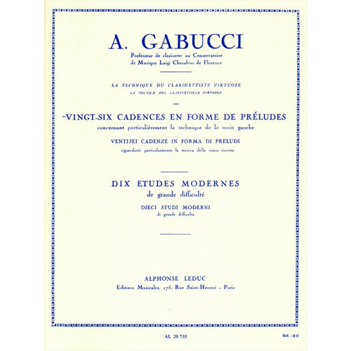 Agostino Gabucci 26 Cadences En Forme De Preludes (clarinet Solo) [AL20735]