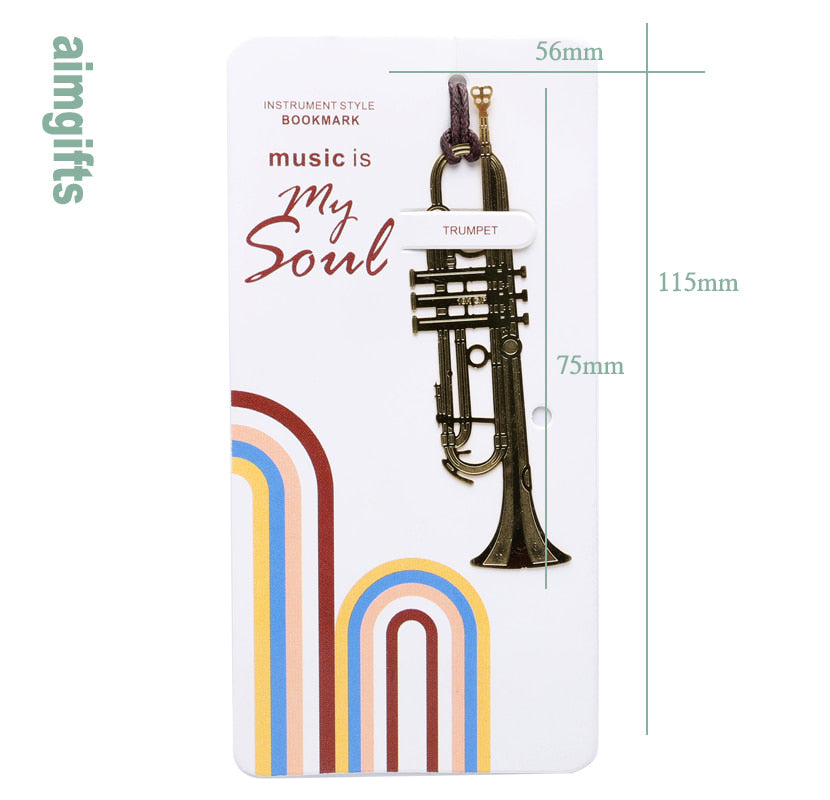 Aimgifts Instrument Style Gold plated Bookmark - Trumpet/Saxophone/Violin/Piano/Ukulele