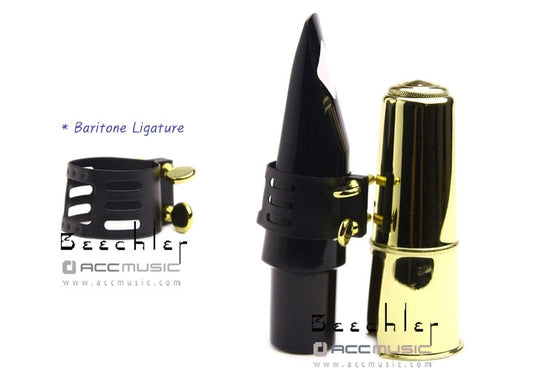 Beechler Ebonite Inverted Special Black Saxophone Ligature & Cap - Baritone sax