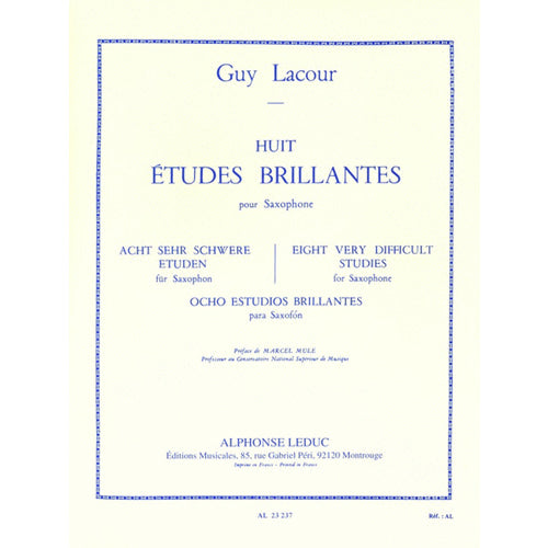 G. Lacour Eight Very Difficult Studies - Saxophone [AL23237]
